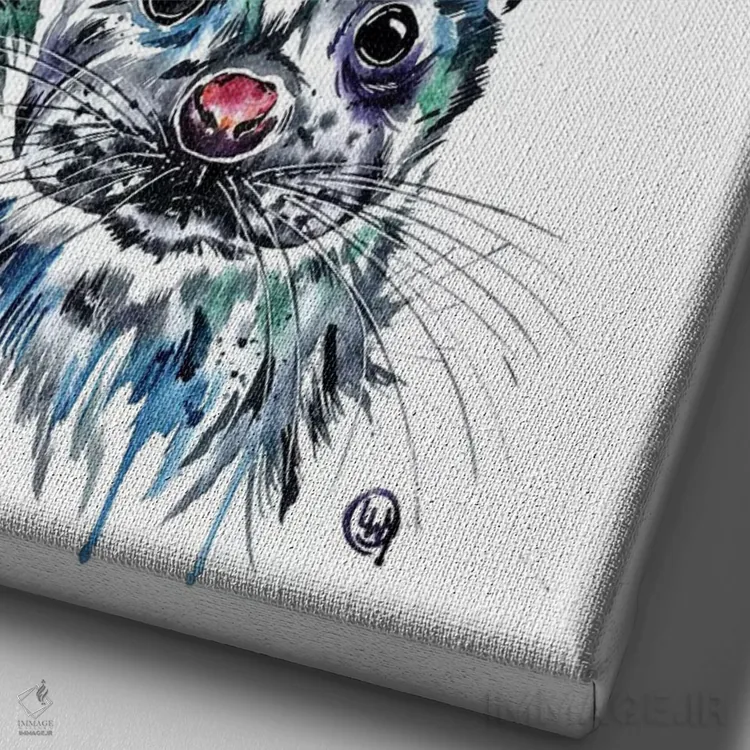 تابلو دکوراتیو توله اسکنک اثر لیزا وایت هاوس - نمای نزدیک بافت بوم