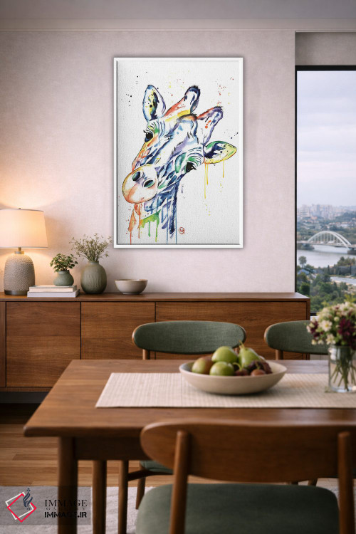 تابلو دکوراتیو زرافه کنجکاو اثر لیزا وایت هاوس - D6W