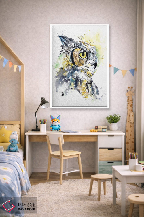 تابلو دکوراتیو جغد شاخدار اثر لیزا وایت هاوس - D1W