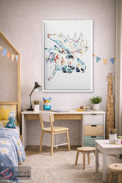تابلو دکوراتیو گوزن شمالی اثر لیزا وایت هاوس - D1W