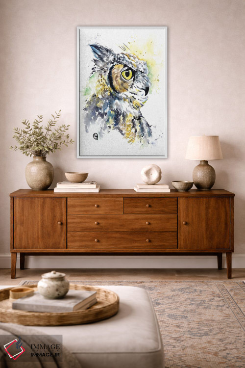 تابلو دکوراتیو جغد شاخدار اثر لیزا وایت هاوس - D3W