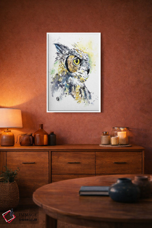 تابلو دکوراتیو جغد شاخدار اثر لیزا وایت هاوس - D4W