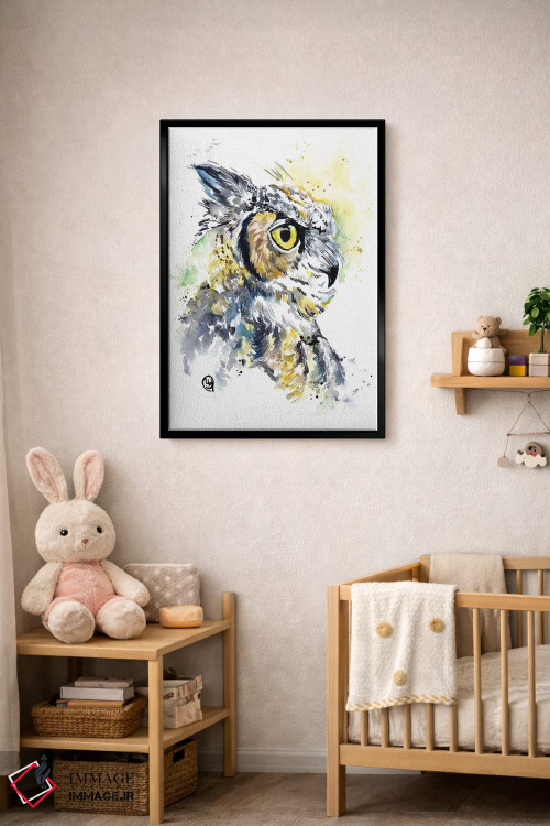 تابلو دکوراتیو جغد شاخدار اثر لیزا وایت هاوس - D5B