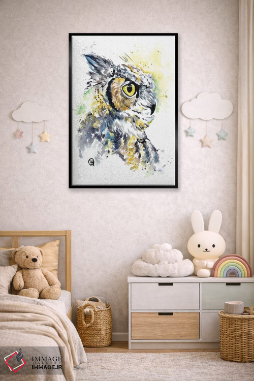 تابلو دکوراتیو جغد شاخدار اثر لیزا وایت هاوس - D6B