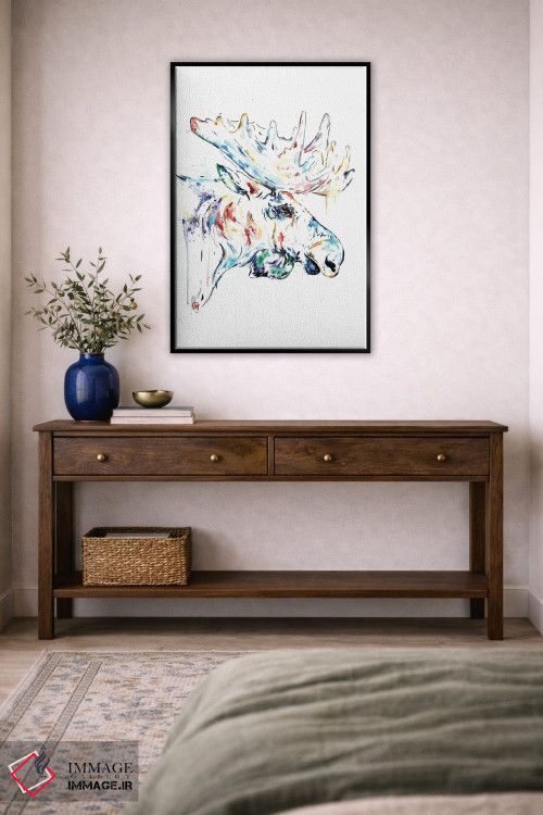 تابلو دکوراتیو گوزن شمالی اثر لیزا وایت هاوس - D6B