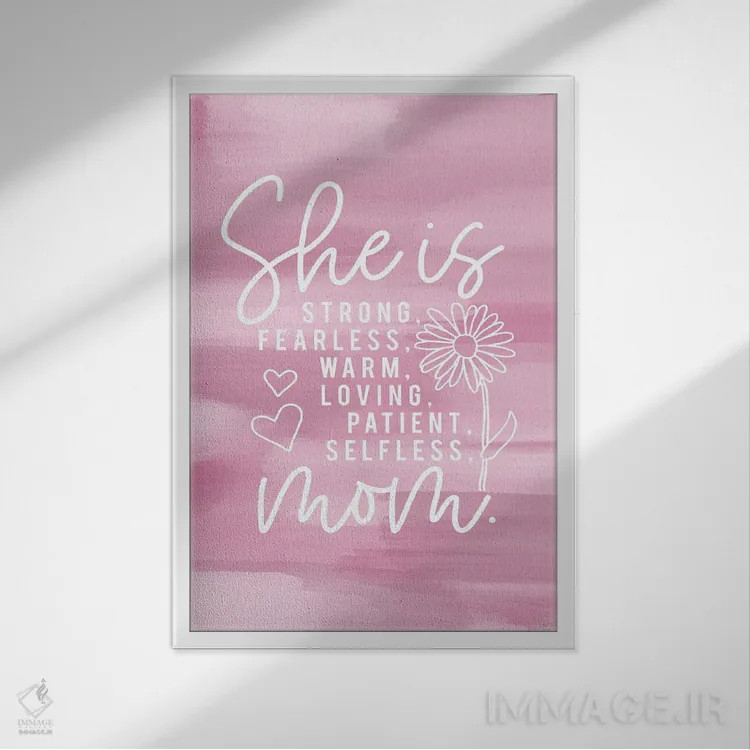 تابلو دکوراتیو او مادر است اثر لوکس + می دیزاینز - نمای قابدار سفید