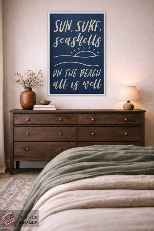 تابلو دکوراتیو خورشید، موج سواری و صدف های دریایی اثر لوکس + می دیزاینز - D1W