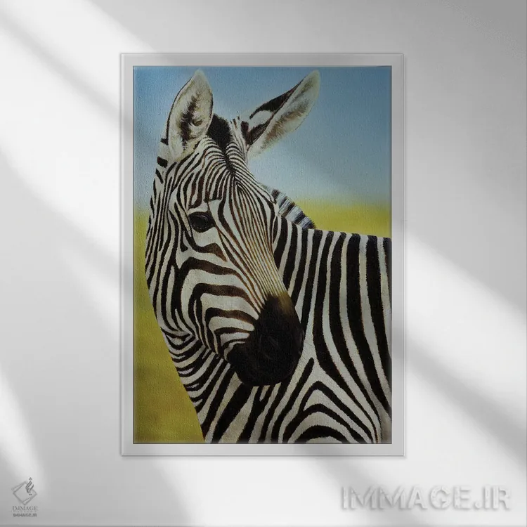 تابلو دکوراتیو پرتره گورخر اثر چارلز لین براگ - نمای قابدار سفید