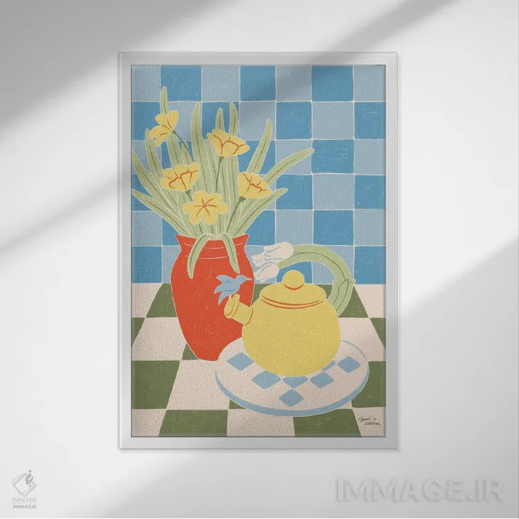 تابلو دکوراتیو قوری اثر لیدیا الن - نمای قابدار سفید