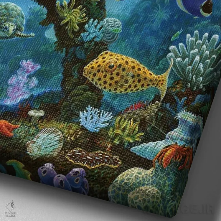 تابلو دکوراتیو زیبایی و صخره دریایی اثر چارلز لین براگ - نمای نزدیک بافت بوم