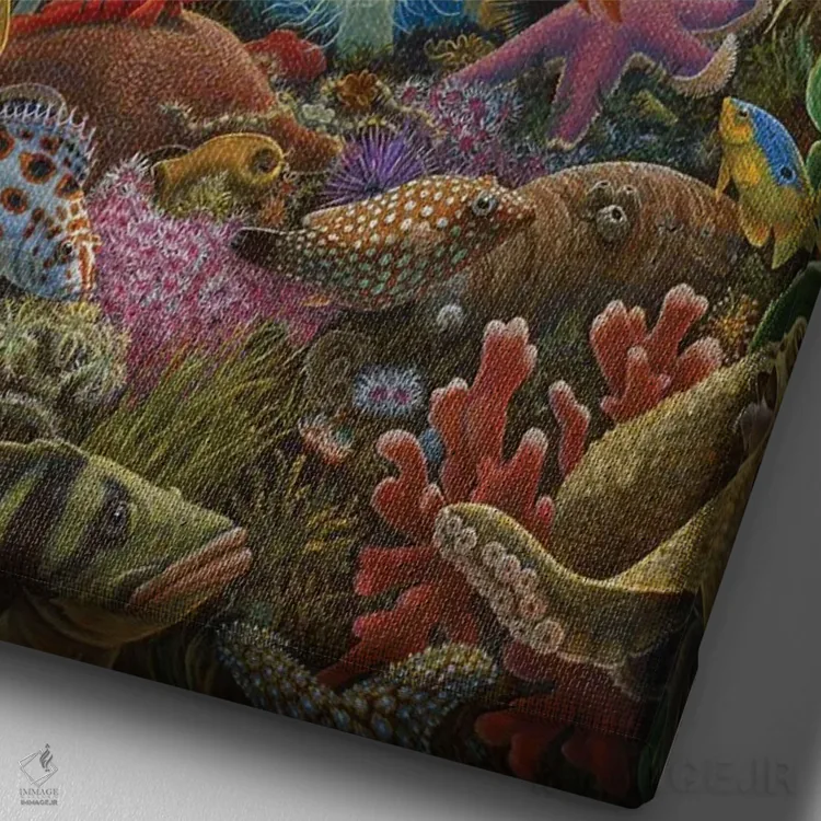 تابلو دکوراتیو کالیفرنیا رول ، برش خورده و لایه ای اثر چارلز لین براگ - نمای نزدیک بافت بوم