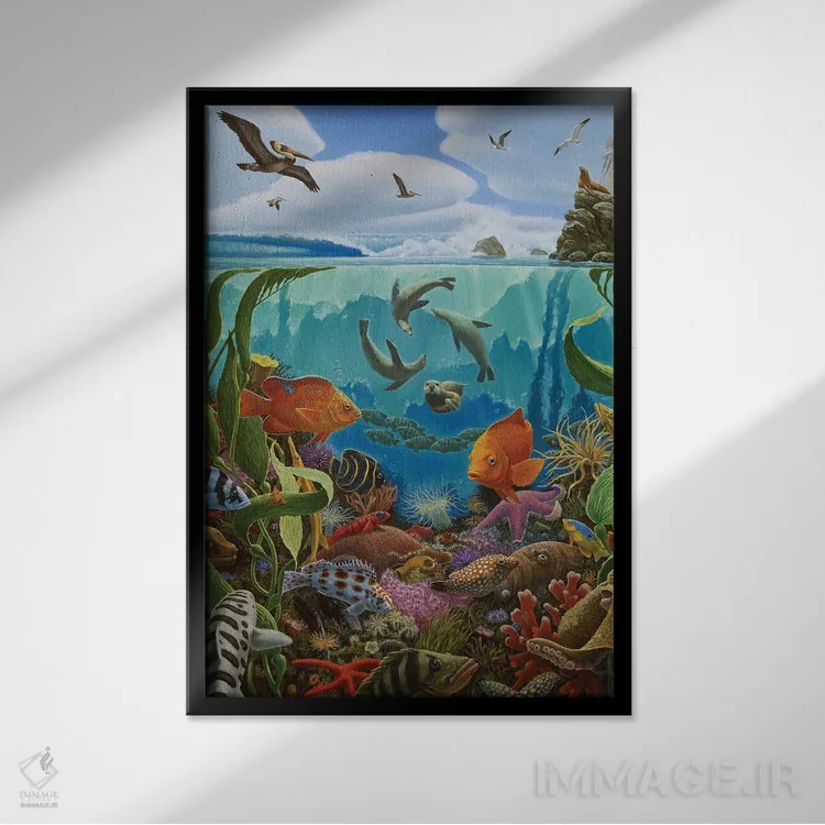 تابلو دکوراتیو کالیفرنیا رول ، برش خورده و لایه ای اثر چارلز لین براگ - نمای قابدار مشکی