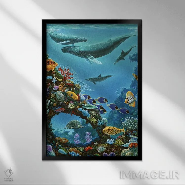 تابلو دکوراتیو زیبایی و صخره دریایی اثر چارلز لین براگ - نمای قابدار مشکی