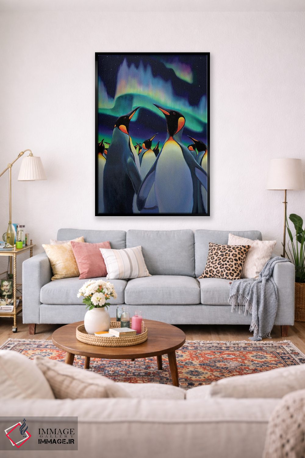 تابلو دکوراتیو رژه نورانی پنگوئن ها اثر چارلز لین براگ - D1B