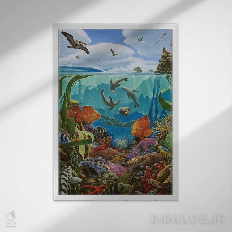 تابلو دکوراتیو کالیفرنیا رول ، برش خورده و لایه ای اثر چارلز لین براگ - نمای قابدار سفید