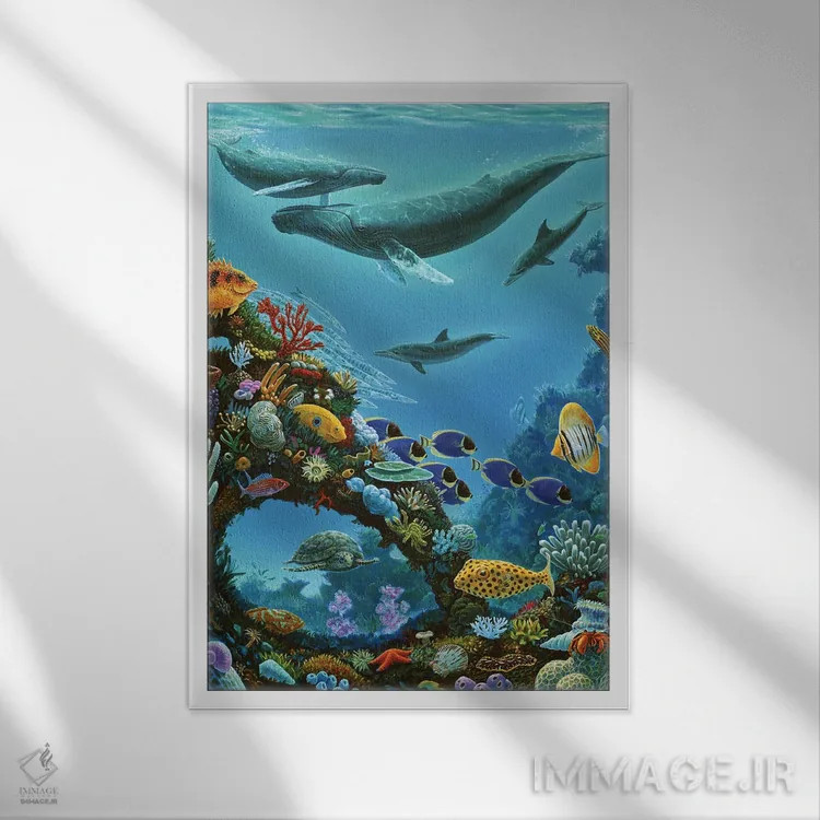 تابلو دکوراتیو زیبایی و صخره دریایی اثر چارلز لین براگ - نمای قابدار سفید