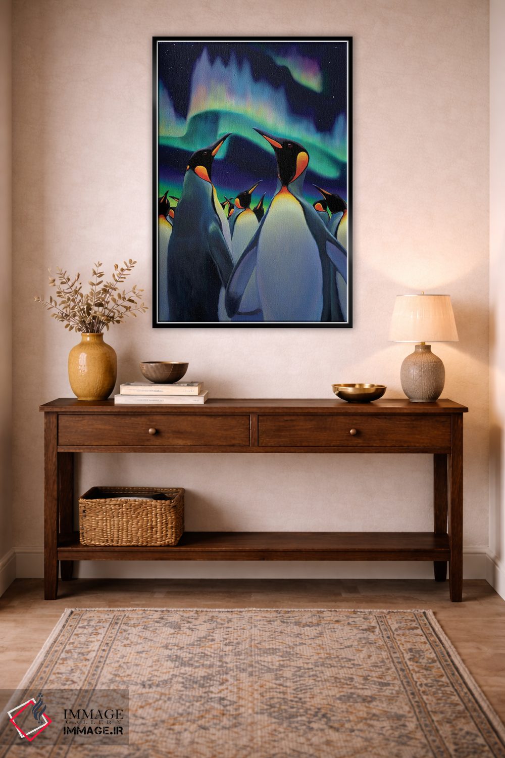 تابلو دکوراتیو رژه نورانی پنگوئن ها اثر چارلز لین براگ - D4B