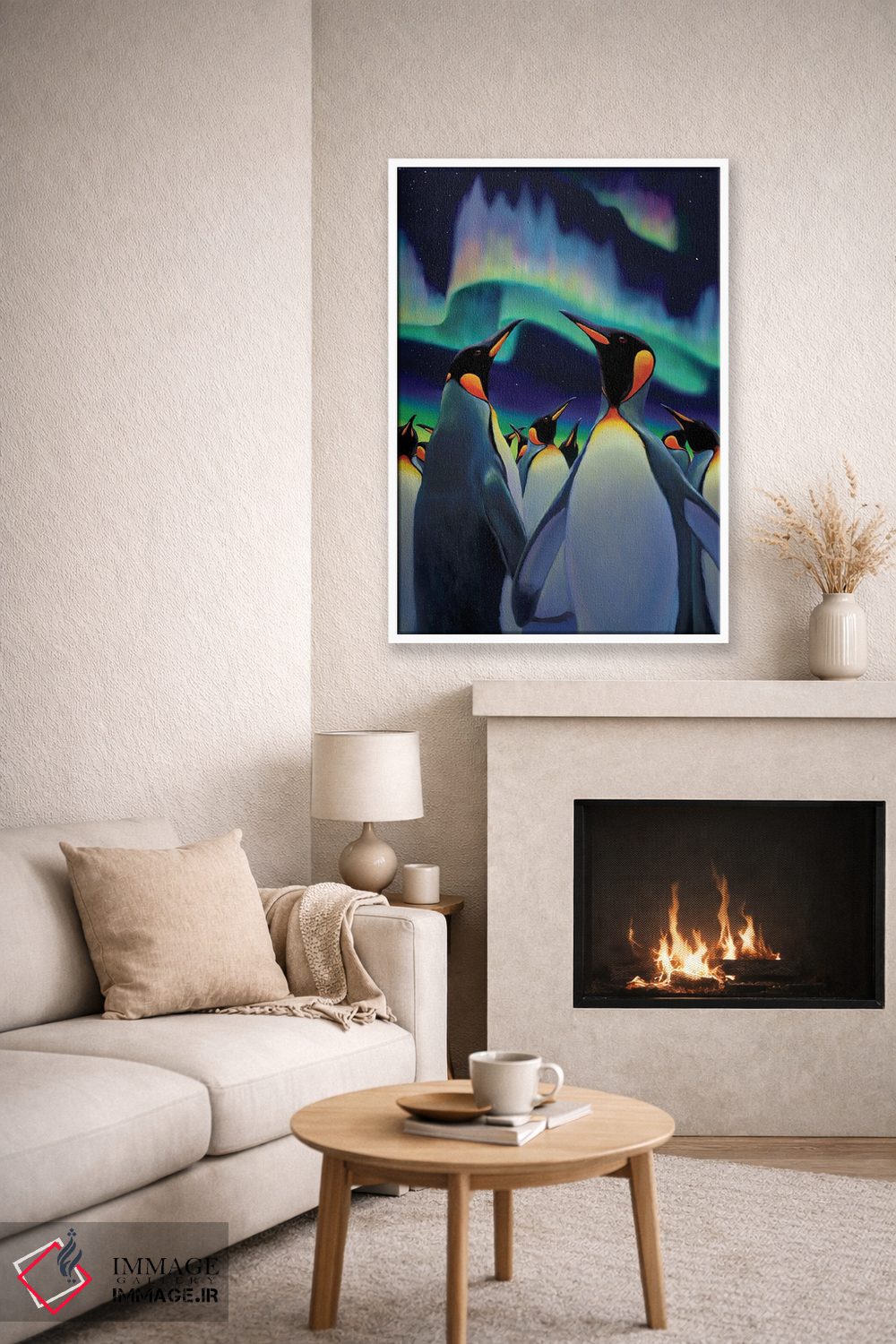 تابلو دکوراتیو رژه نورانی پنگوئن ها اثر چارلز لین براگ - D6W