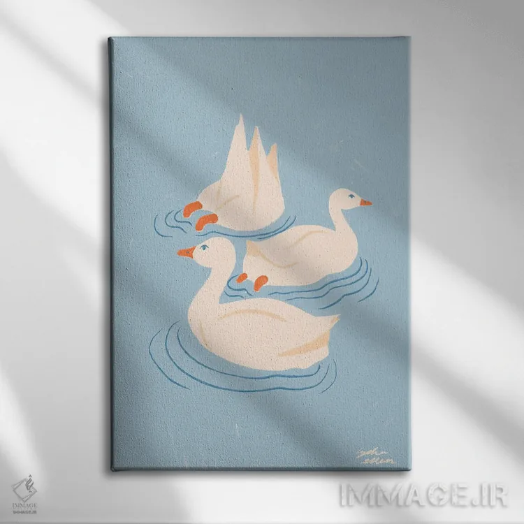 تابلو دکوراتیو اردک ها اثر لیدیا الن - نمای روبهرو روی دیوار