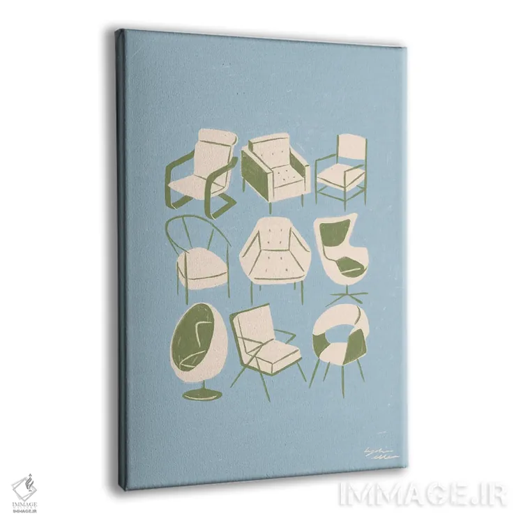 تابلو دکوراتیو صندلی ها اثر لیدیا الن - نمای پرسپکتیو محصول