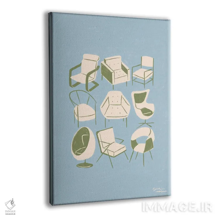 تابلو دکوراتیو صندلی ها اثر لیدیا الن - نمای پرسپکتیو محصول