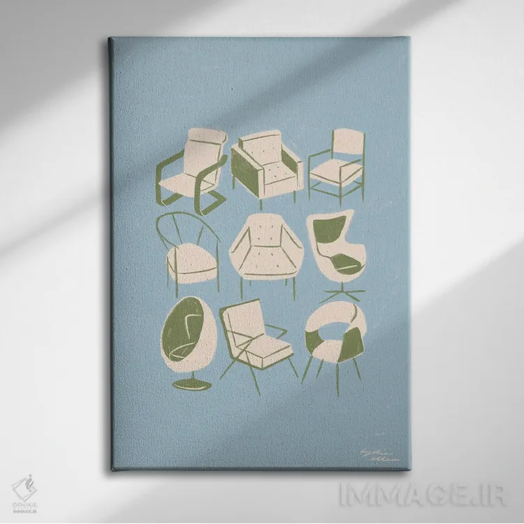 تابلو دکوراتیو صندلی ها اثر لیدیا الن - نمای روبهرو روی دیوار