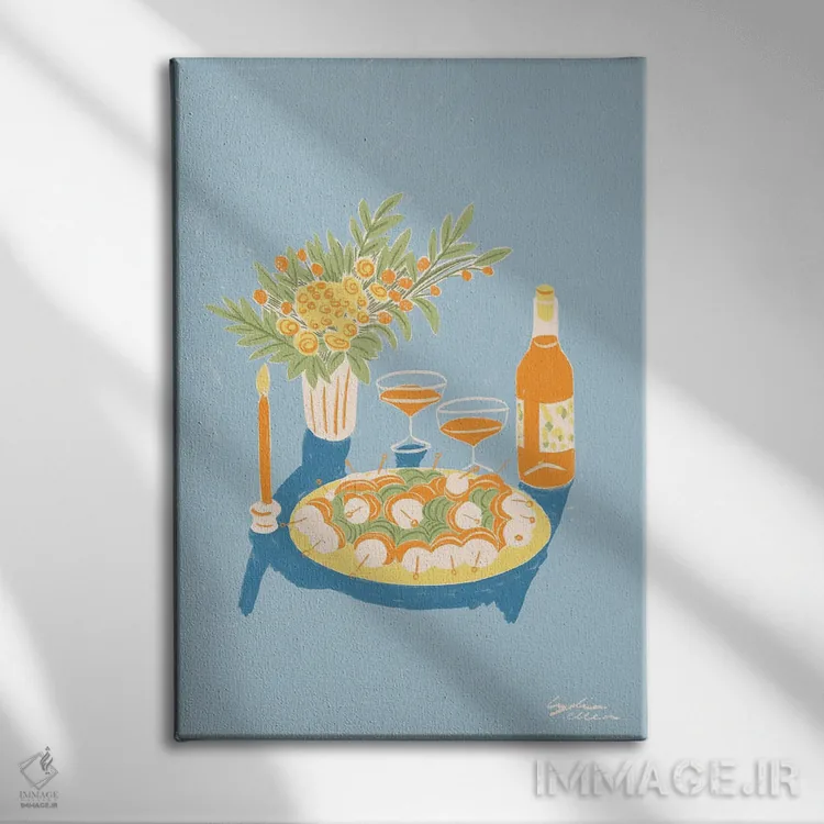 تابلو دکوراتیو نارنجی اثر لیدیا الن - نمای روبهرو روی دیوار