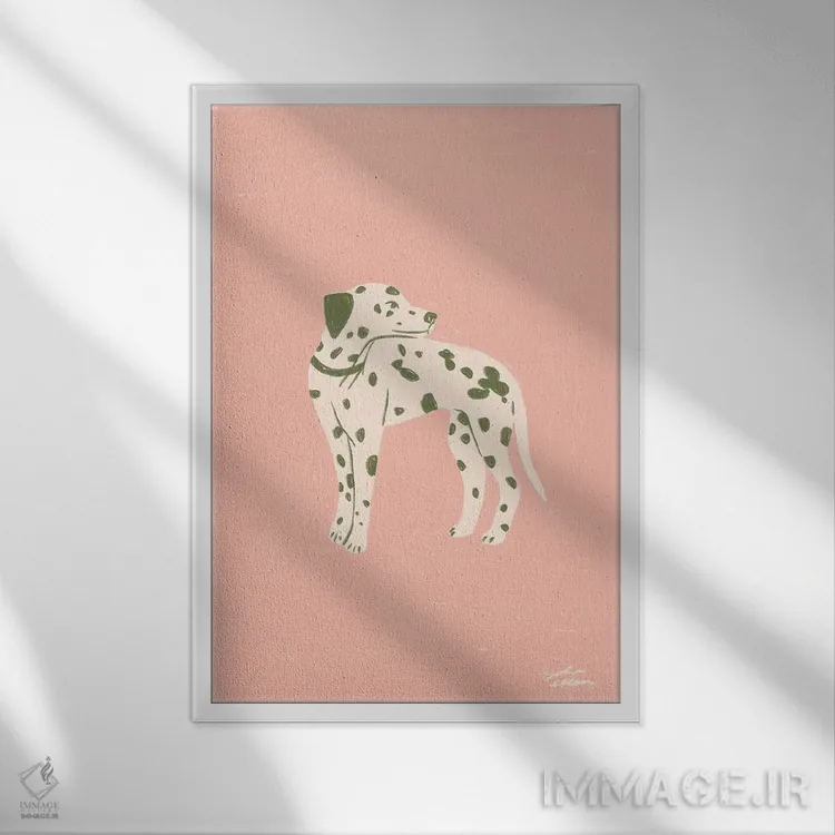 تابلو دکوراتیو دالماتین اثر لیدیا الن - نمای قابدار سفید