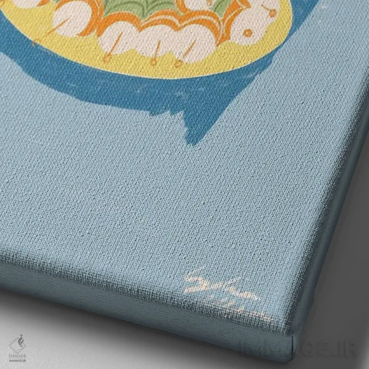 تابلو دکوراتیو نارنجی اثر لیدیا الن - نمای نزدیک بافت بوم