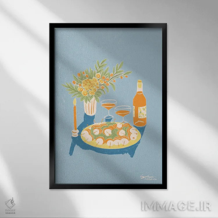 تابلو دکوراتیو نارنجی اثر لیدیا الن - نمای قابدار مشکی
