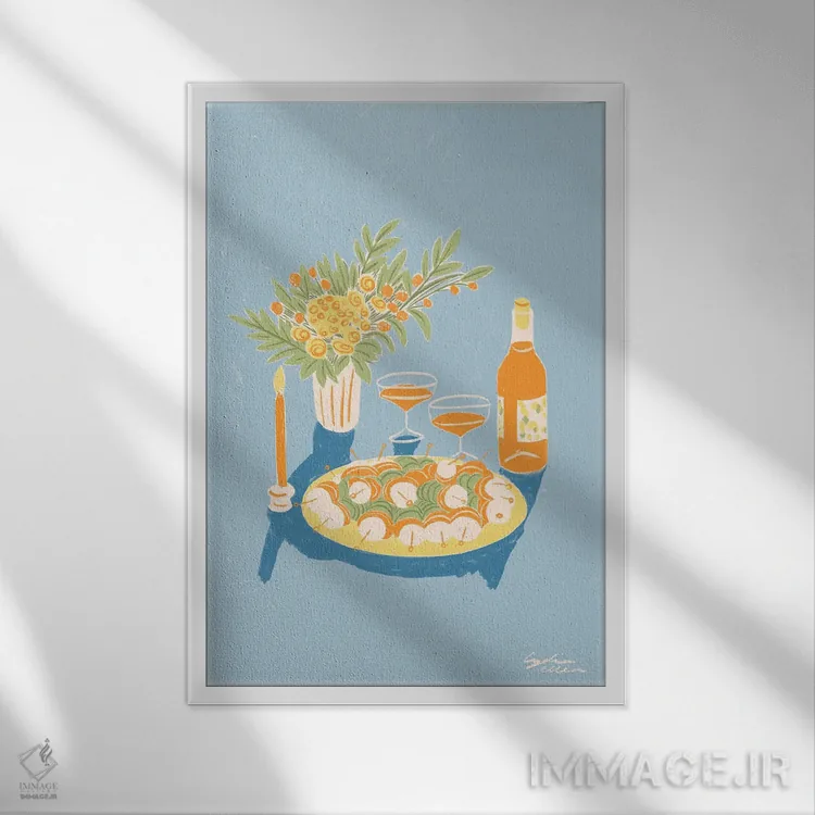 تابلو دکوراتیو نارنجی اثر لیدیا الن - نمای قابدار سفید