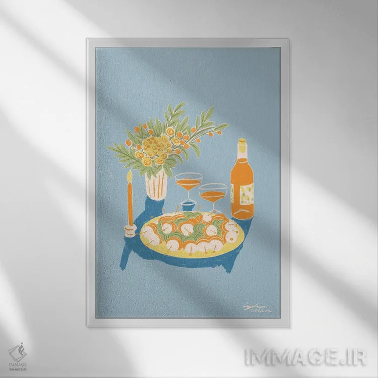 تابلو دکوراتیو نارنجی اثر لیدیا الن - نمای قابدار سفید