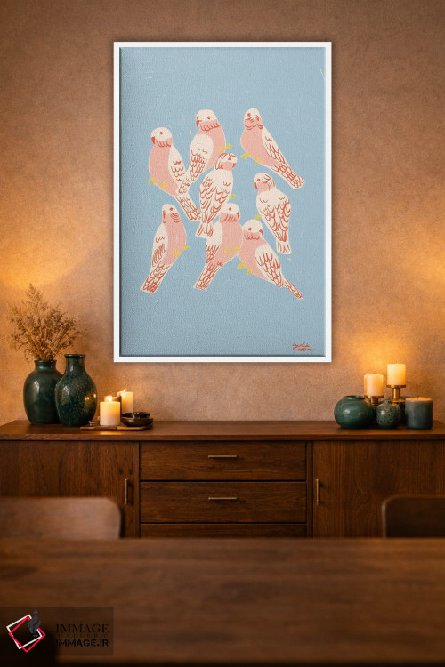 تابلو دکوراتیو طوطی گالا صورتی اثر لیدیا الن - D1W