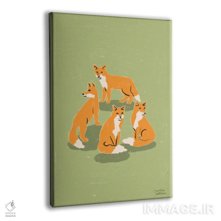 تابلو دکوراتیو روباه ها اثر لیدیا الن - نمای پرسپکتیو محصول