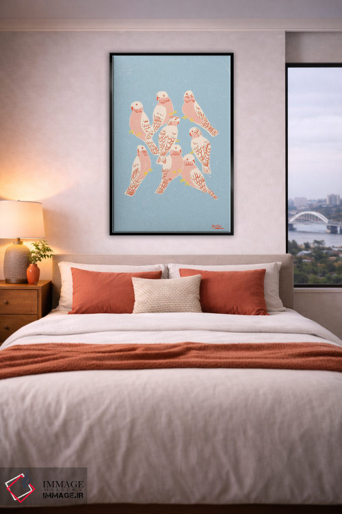 تابلو دکوراتیو طوطی گالا صورتی اثر لیدیا الن - D3B