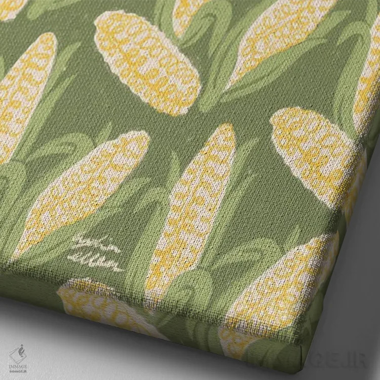 تابلو دکوراتیو ذرت اثر لیدیا الن - نمای نزدیک بافت بوم