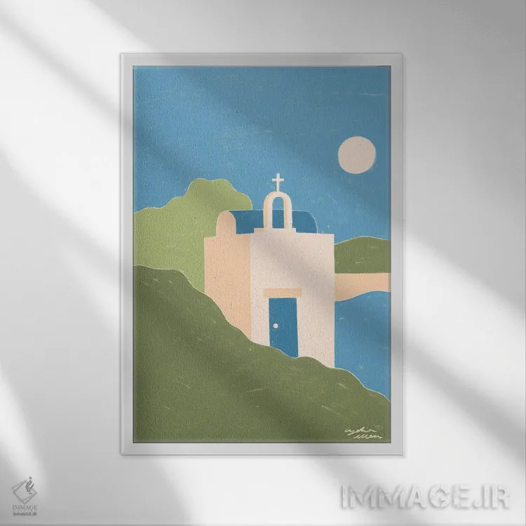 تابلو دکوراتیو یونان اثر لیدیا الن - نمای قابدار سفید