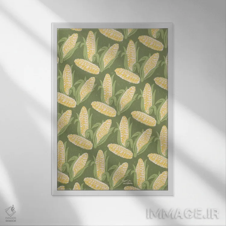 تابلو دکوراتیو ذرت اثر لیدیا الن - نمای قابدار سفید
