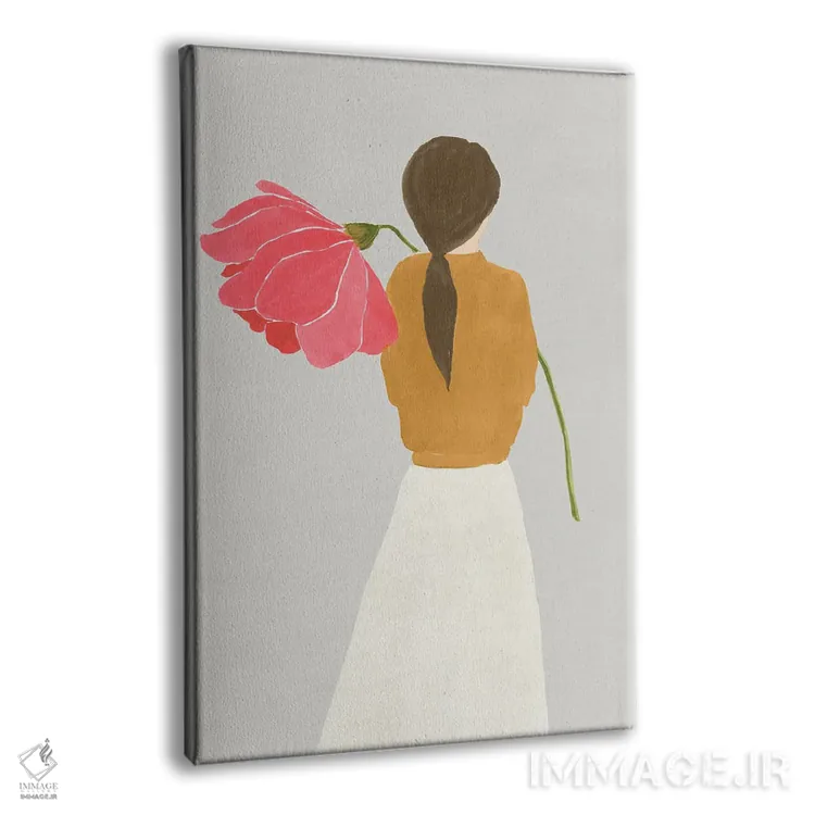 تابلو مینیمال زن گلی I اثر لیلی کی - نمای پرسپکتیو محصول