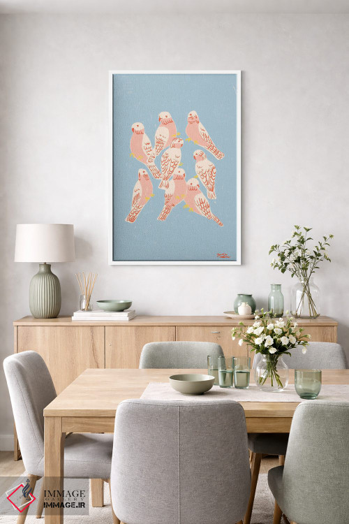 تابلو دکوراتیو طوطی گالا صورتی اثر لیدیا الن - D5W