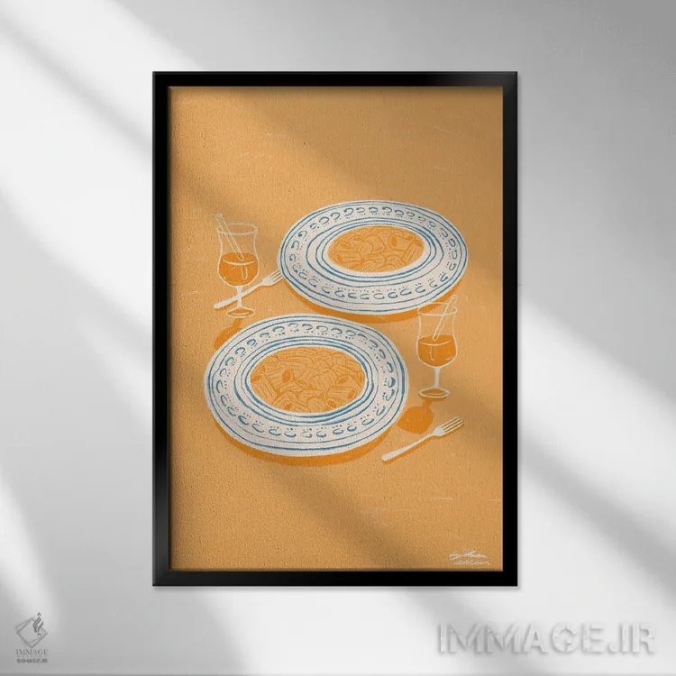 تابلو دکوراتیو پاستا اثر لیدیا الن - نمای قابدار مشکی