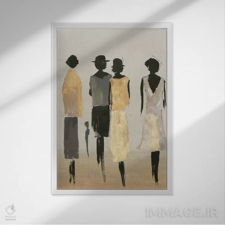 تابلو مینیمال بانوان شیک پوش II اثر لیلی کی - نمای قابدار سفید