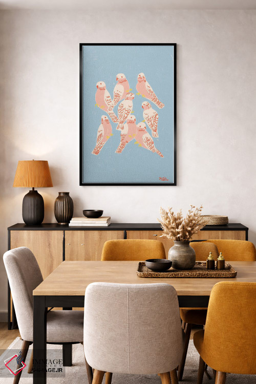 تابلو دکوراتیو طوطی گالا صورتی اثر لیدیا الن - D6B