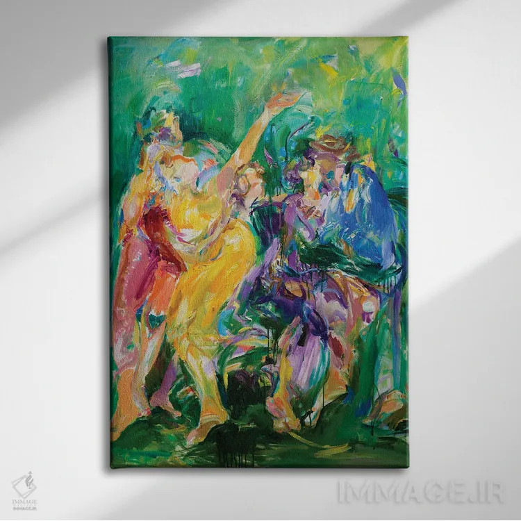 تابلو دکوراتیو نارسیس بر روی چمن اثر لیدیا لی - نمای روبهرو روی دیوار