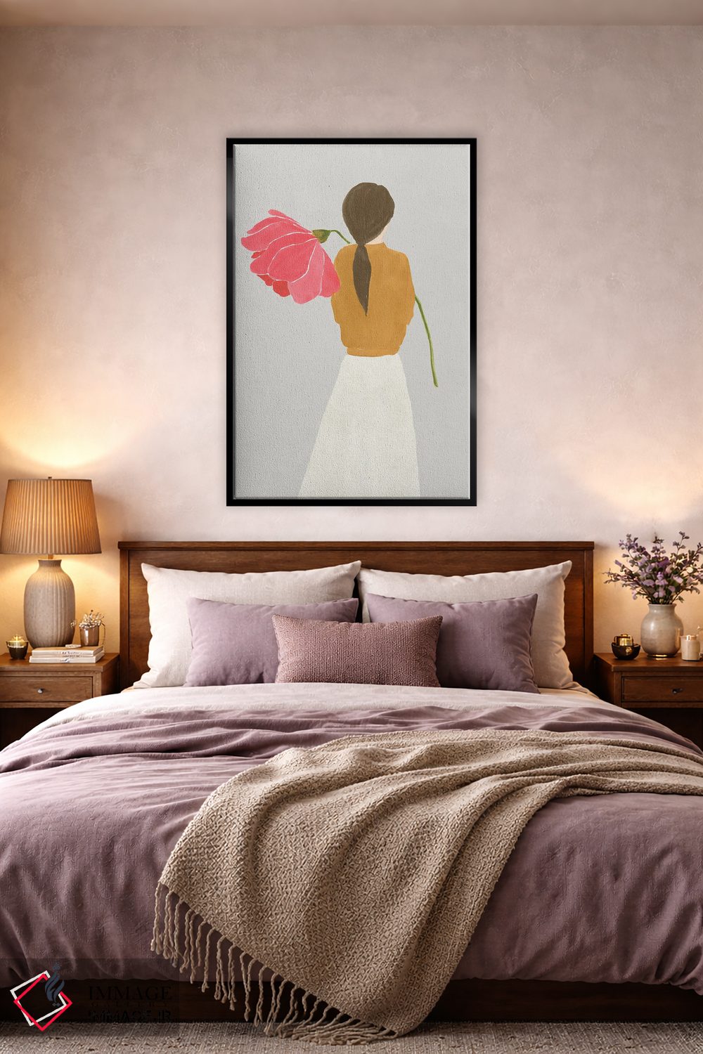 تابلو مینیمال زن گلی I اثر لیلی کی - D4B