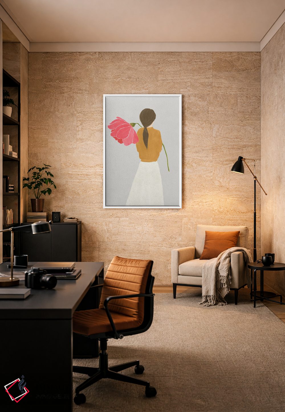 تابلو مینیمال زن گلی I اثر لیلی کی - D6W