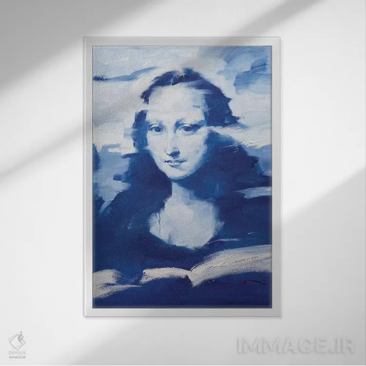 تابلو دکوراتیو مونا در آبی اثر لی ژو - نمای قابدار سفید