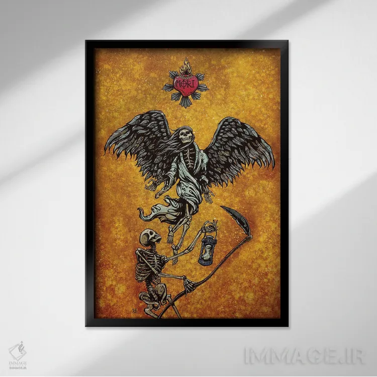 تابلو دکوراتیو مرگ منتظر هیچ کس نمی ماند اثر دیوید لوزو - نمای قابدار مشکی