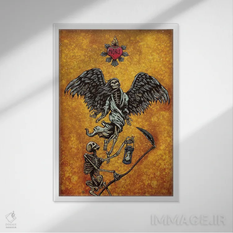 تابلو دکوراتیو مرگ منتظر هیچ کس نمی ماند اثر دیوید لوزو - نمای قابدار سفید