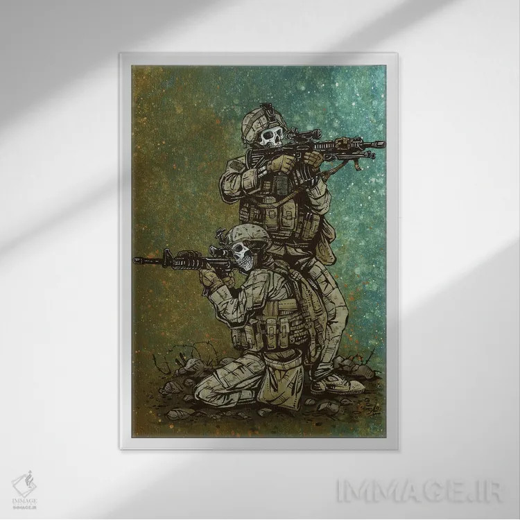 تابلو دکوراتیو پشتت هستم اثر دیوید لوزو - نمای قابدار سفید